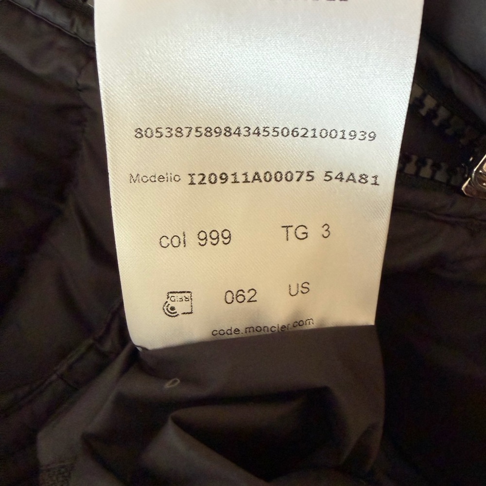 Men’s Moncler Black Matte Biker Puffer Jacket M sz 3 - Picture 15 of 16